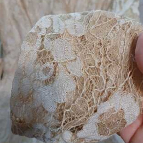 Overlap Collar Ruffle Hem Belted Lace Dress - Picture 7 of 7